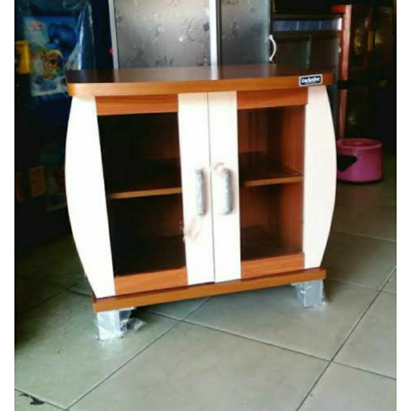 Meja Tv Kayu 21" Rak Tv LED Exclusive kaca  Lemari TV LCD Ampli CD DVD