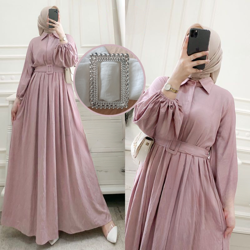 Gamis Muslimah Terbaru HAMIKA MAXY Dress Bahan Crinkle Premium model terbaru simple trendy