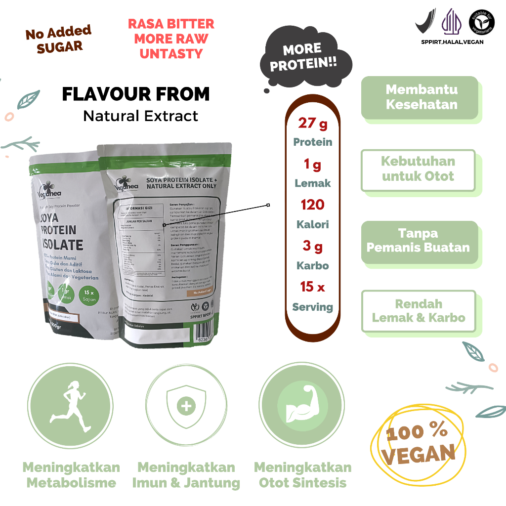 Veganea Pure Soy Protein Isolate 1000 gram - Vegan Protein