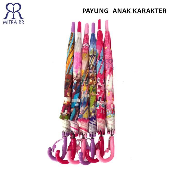 PAYUNG ANAK KARAKTER MOTIF TRANSPARANT UKURAN TANGGUNG (Free Bubble Wrap + Dus)