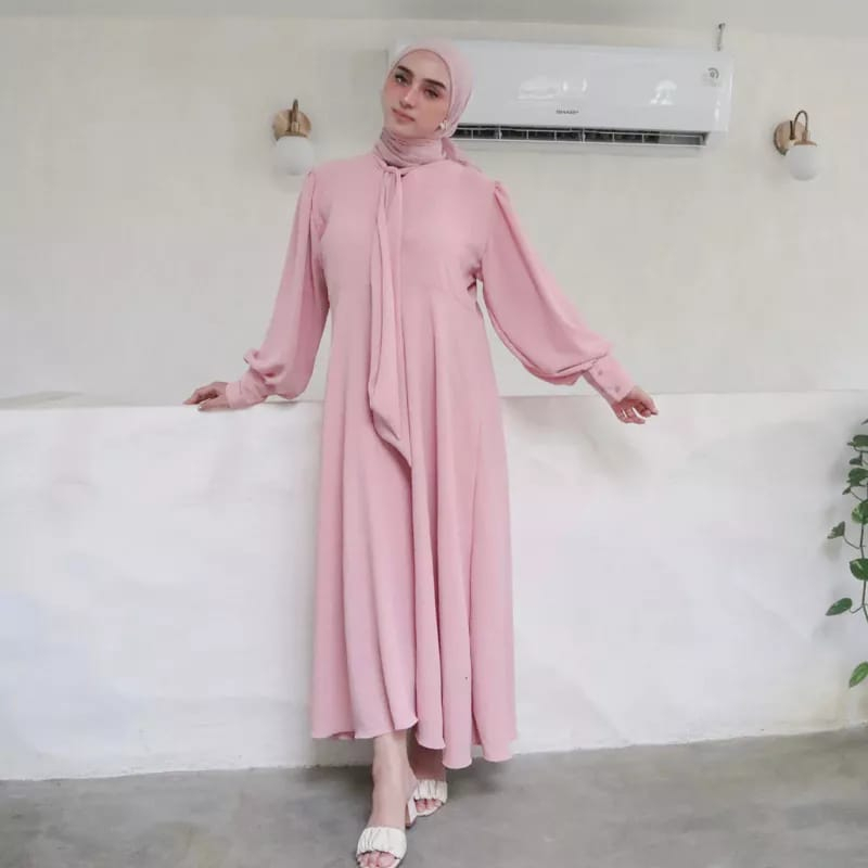 LUNARA DRESS BAHAN CRINKLE AIRFLOW PREMIUM / Gamis Kondangan BAJU DEWASA MURAH TERBARU 2023 Busui Friendly