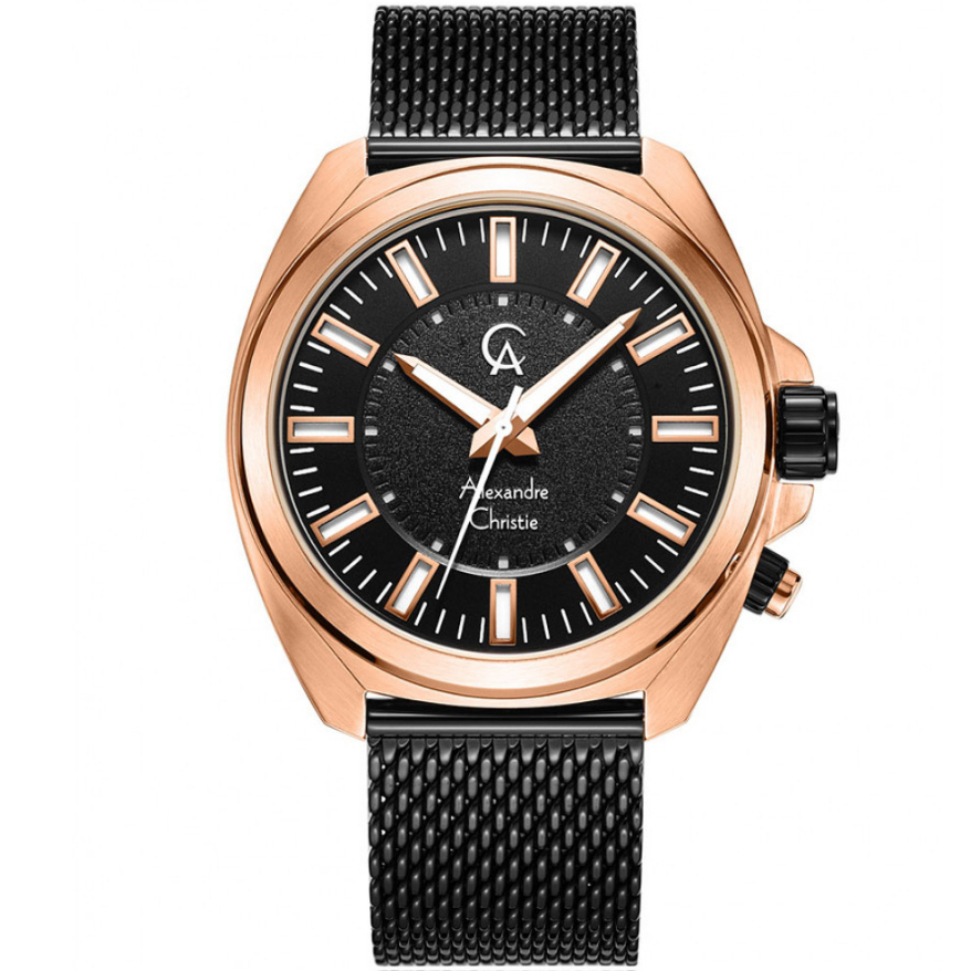 JAM TANGAN PRIA ALEXANDRE CHRISTIE AC8631 AC 8631 MHBBRBA BLACK ROSEGOLD STAINLESS STRAP