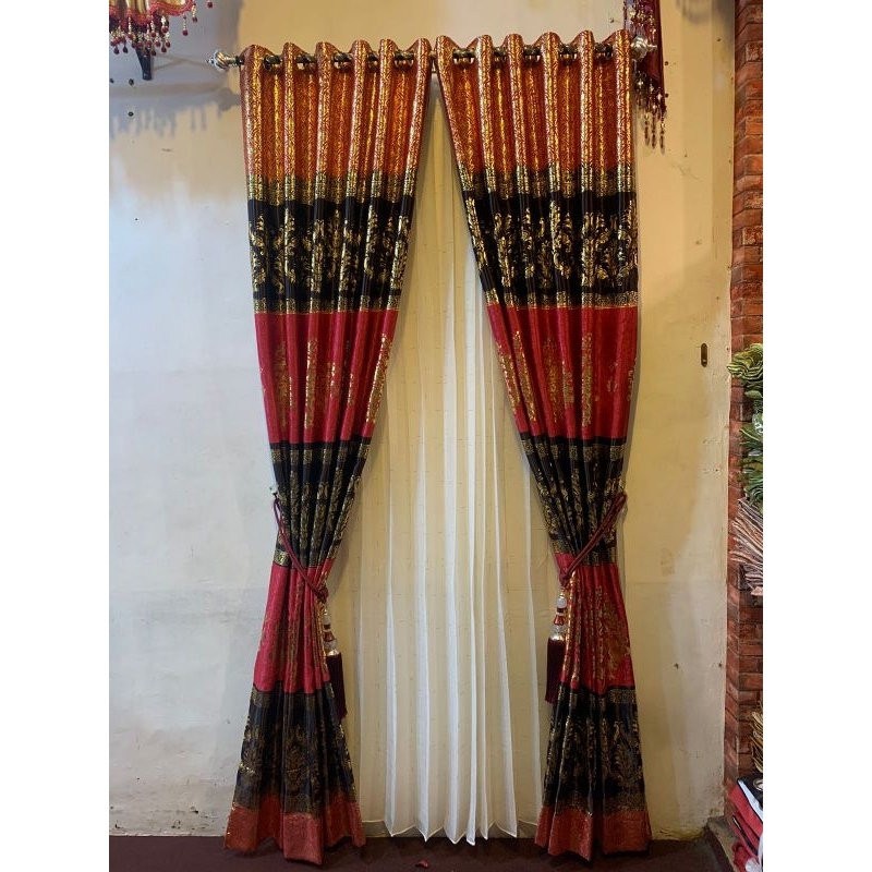 gordyn,mewah, hordeng cantik, hordeng elegant, bludru print mas