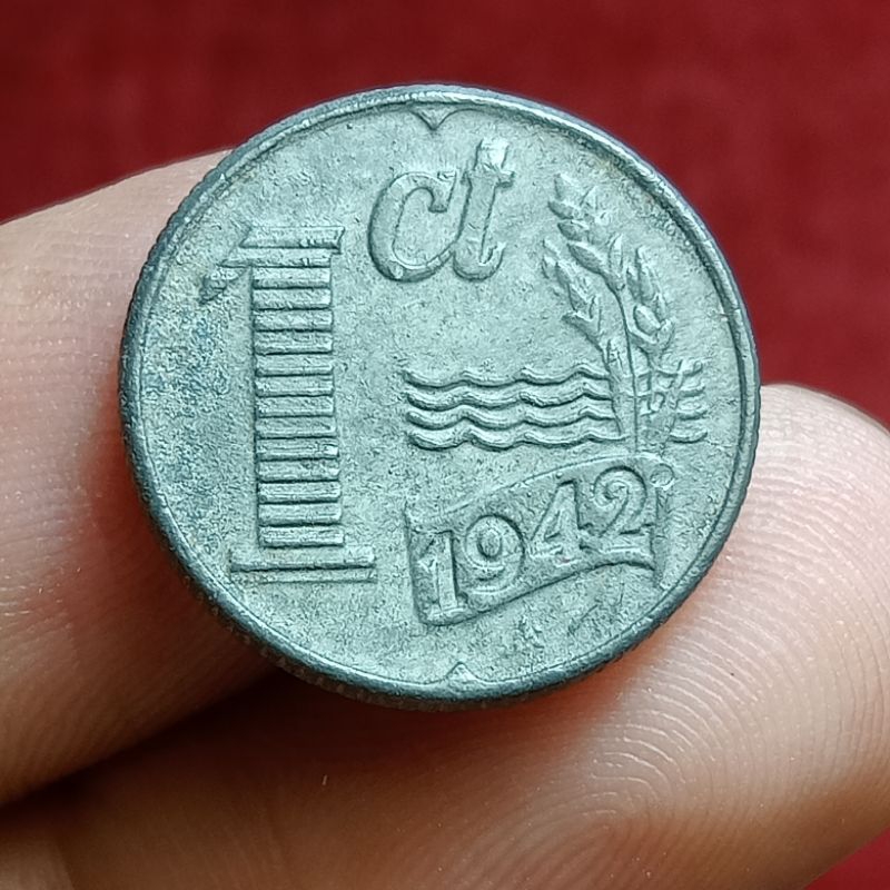 Sp276 - Coin Nederland Jerman Occupation 1 Cent 1942 Original