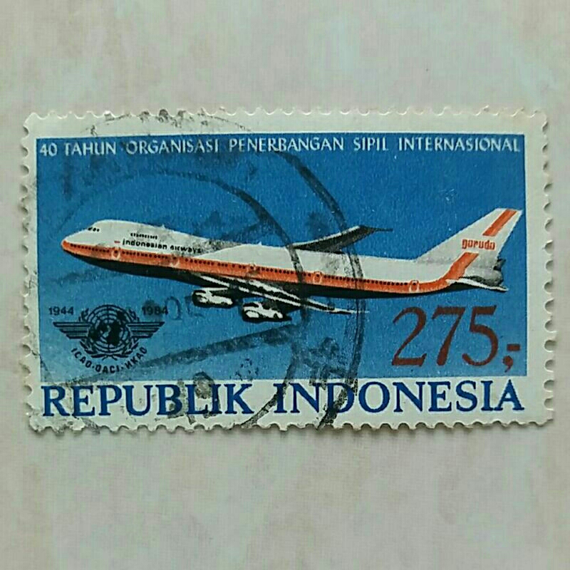 

(AA) Perangko Indonesia 1984 40 Tahun ICAO Single Set Used