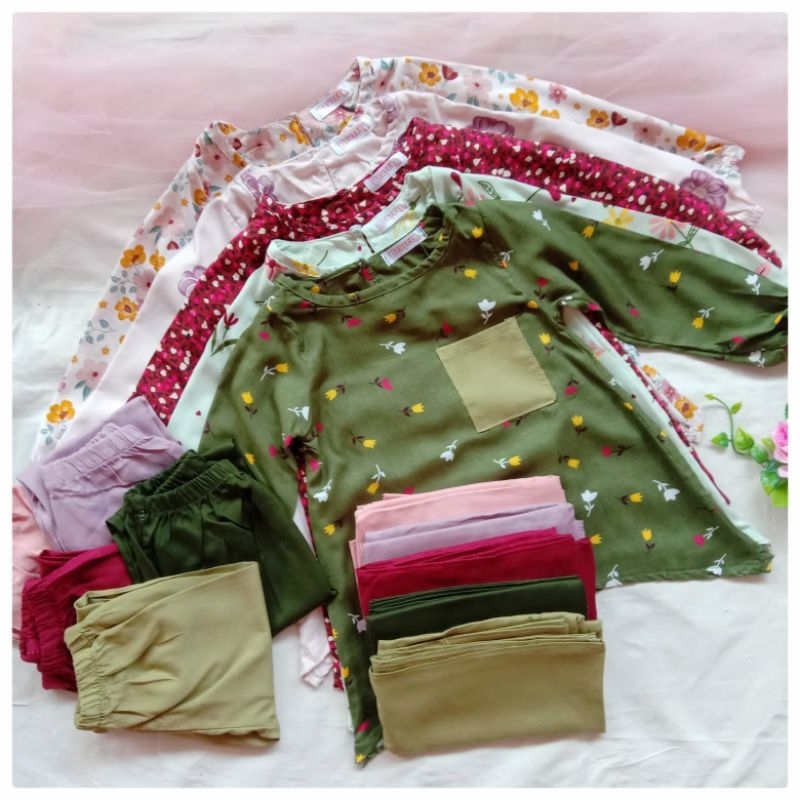 Set Tunik Azzahra Original Beuzee Setelan Anak Perempuan Free Pasmina 1-4 Tahun