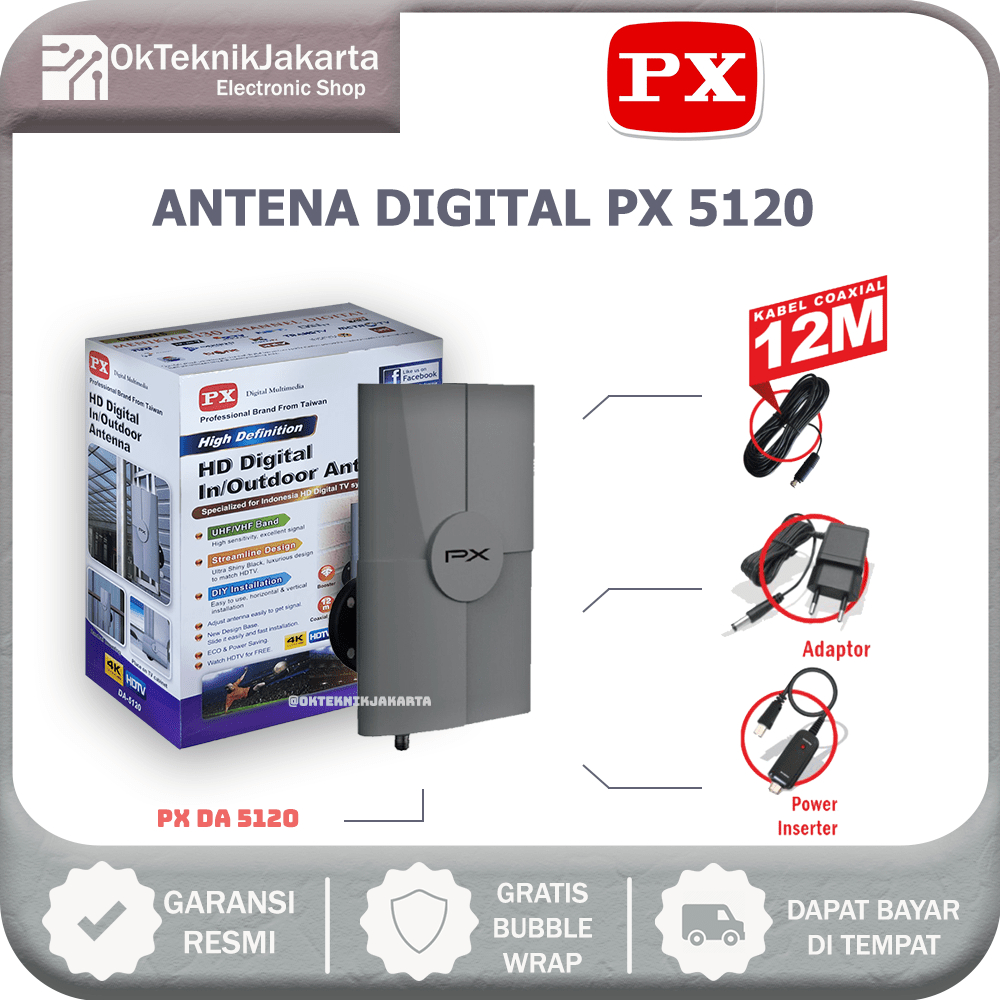 Antena TV Digital Analog PX DA 5120 Antena TV Digital Analog PX DA 5200 Kabel 12M Booster Indoor-Outdoor