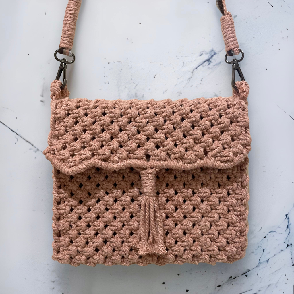 LOWKEY MACRAME - Tas Selempang Persegi Panjang Seri Wave
