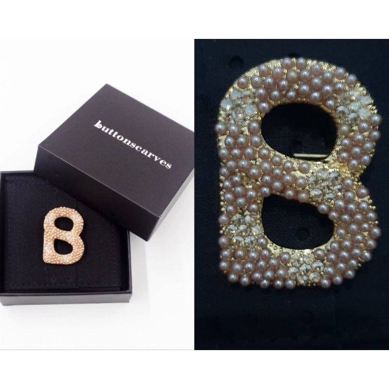 Buttonscarves Luxe Signature Pearl Brooch in Bronze