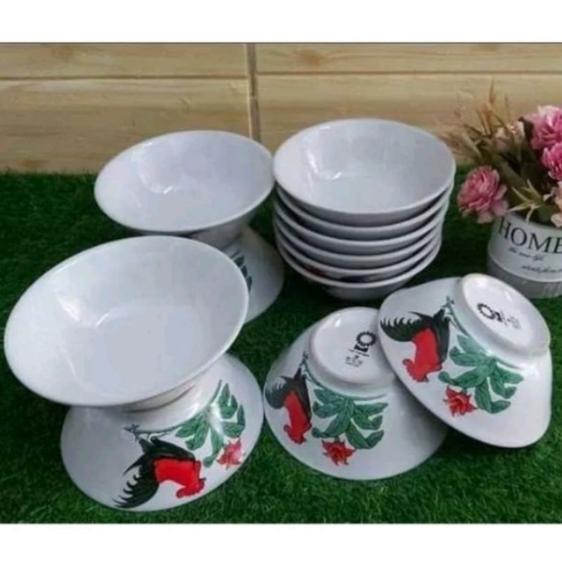 Mangkok keramik ayam jago/mangkok bakso/mangkok mie ayam/ 6 pcs