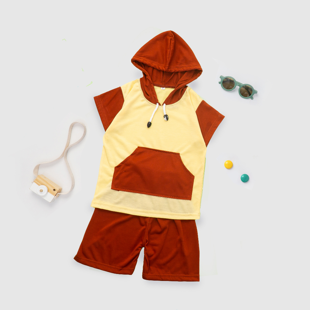Top Kid Setelan Pendek Anak Laki Laki Perempuan Hoodie Alfa Kantong Anak-Anak Cowok Cewek 2-9 Tahun 023