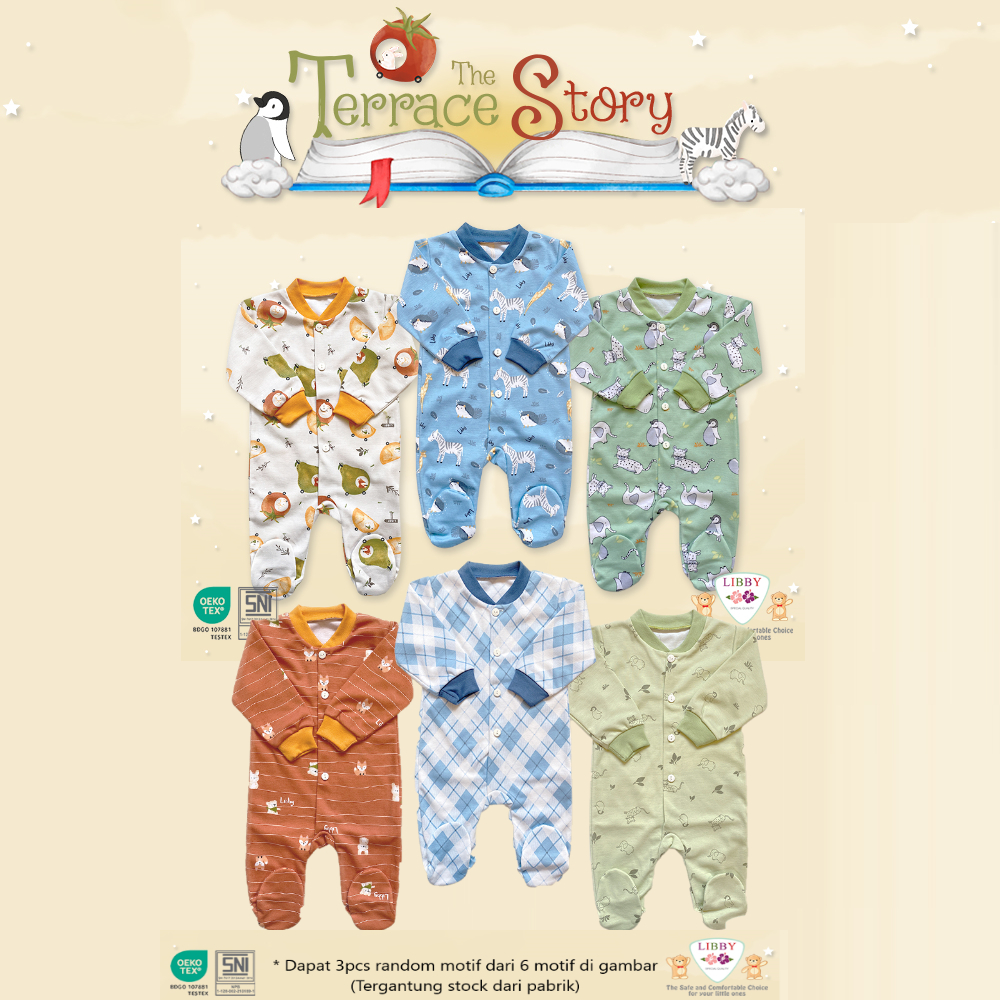 [TOMS] [BUNDLE HEMAT 3pcs] LIBBY (3pcs) Jumper Panjang Tutup Kaki Bayi Motif Terbaru Grosir