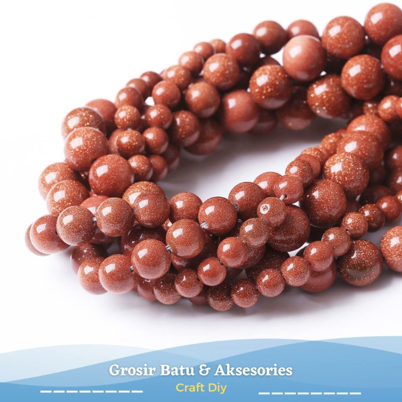 Manik Batu Pasir emas Biru Gold sand stone 4mm - 12mm Bahan Gelang diy