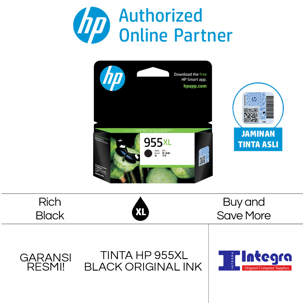 Tinta HP 955 XL Black Original Cartridge - L0S63AA Printer HP Officejet 7720, 7740