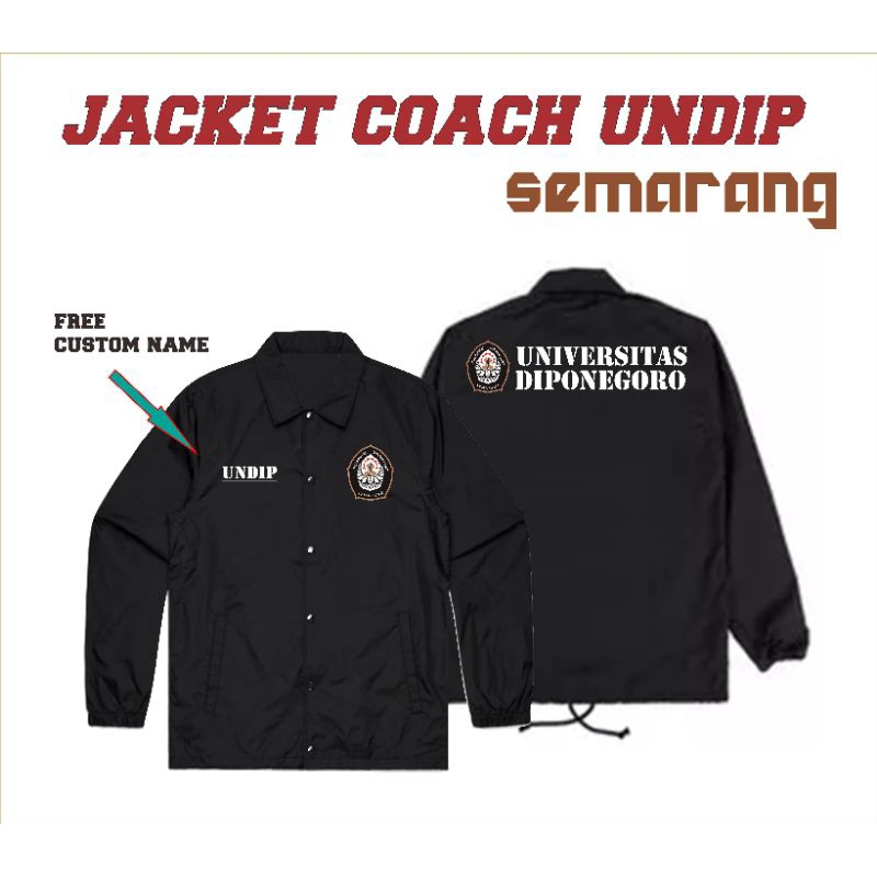Jaket Coach Universitas Diponegoro Semarang Tasland Black Jacket UNDIP