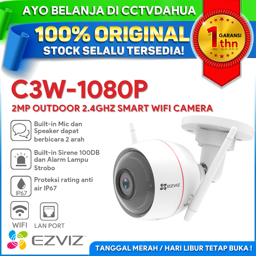 EZVIZ HUSKY C3W 1080P Full HD IP Camera CCTV WiFi GARANSI RESMI 1 TAHUN