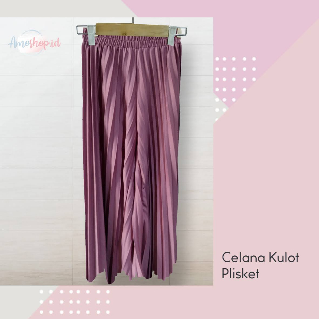 Celana Kulot Plisket Polos Panjang