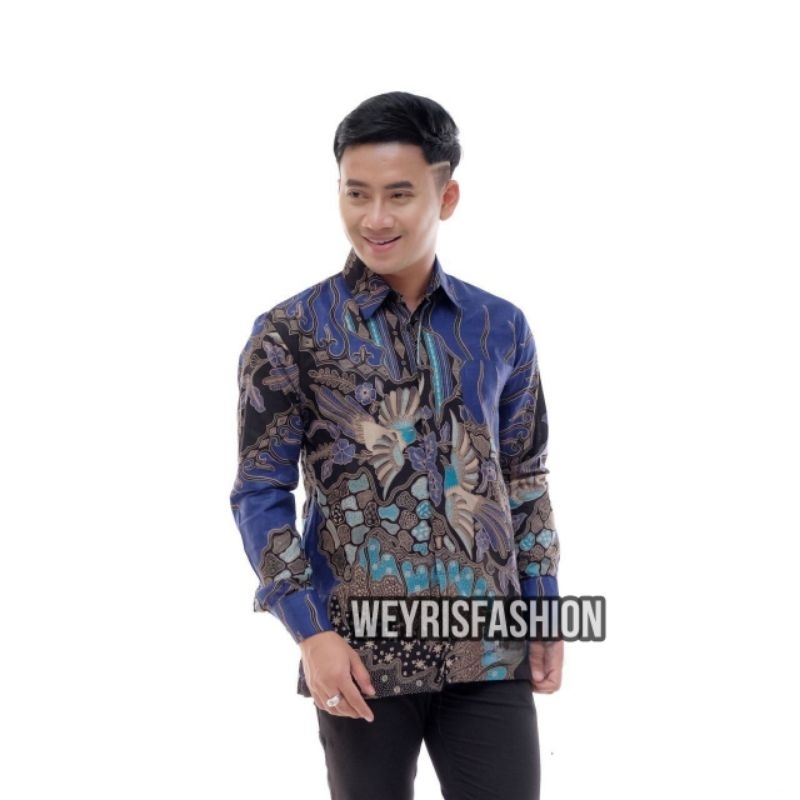 TERBARU Couple Sweet | Kids Batik Couple Baju Kemeja Hem Couple Ayah dan Anak Laki-laki Batik Pria Kenari Navy