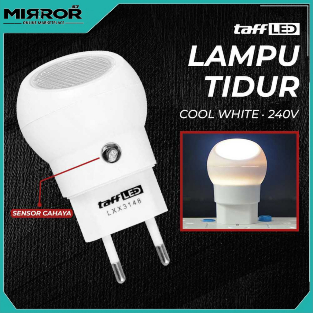 Lampu Tidur LED EU Plug Sensor Cool White 240V 0.5W