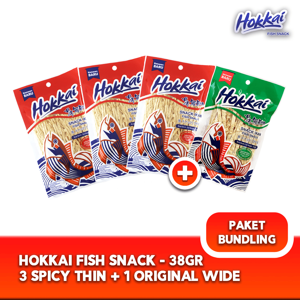 

Hokkai Fish Snack 3 Spicy Thin 38 Gram - 1 Original Wide 38 Gram