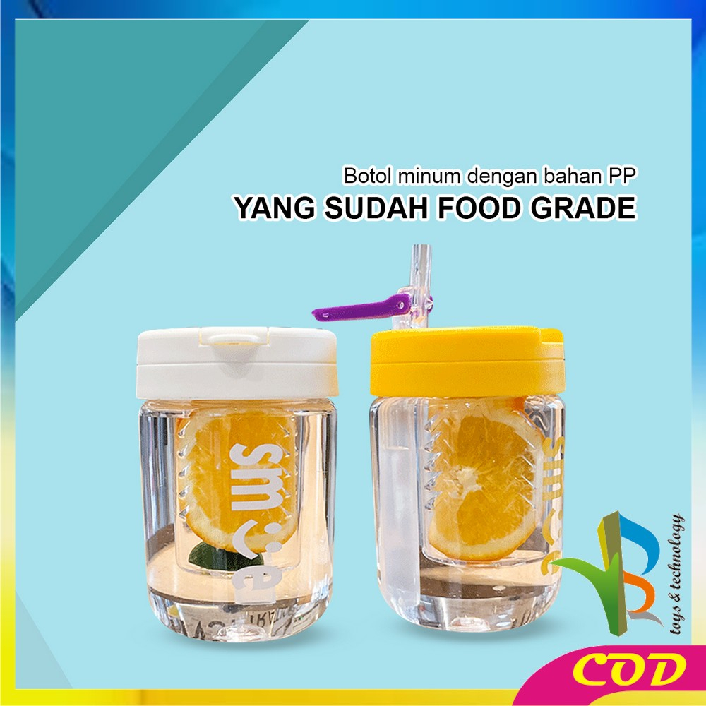 RB-C828 Botol Minum Infus Water Transparan Minimalis 400ML Anti Tumpah dengan Sedotan BPA FREE / Botol Air Minum Kecil Lucu Tumbler Cup Infused Portable