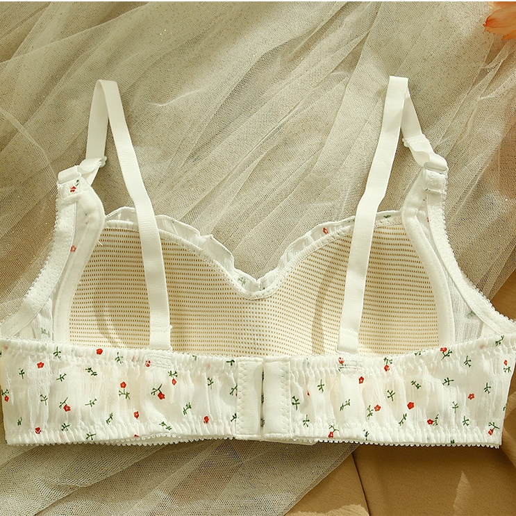 Miss H ~ 246 Bra wanita Motif Bunga Musim Semi Sexy Fashion Korea Trendy Bh Women Tanpa Kawat Murah Import