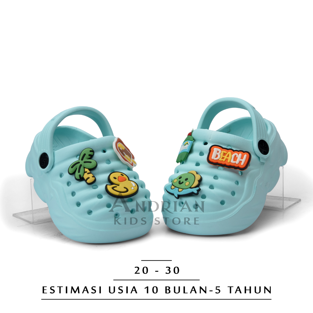 Sandal dulux anak laki-laki model new selop tali belakang karakter jibbitz