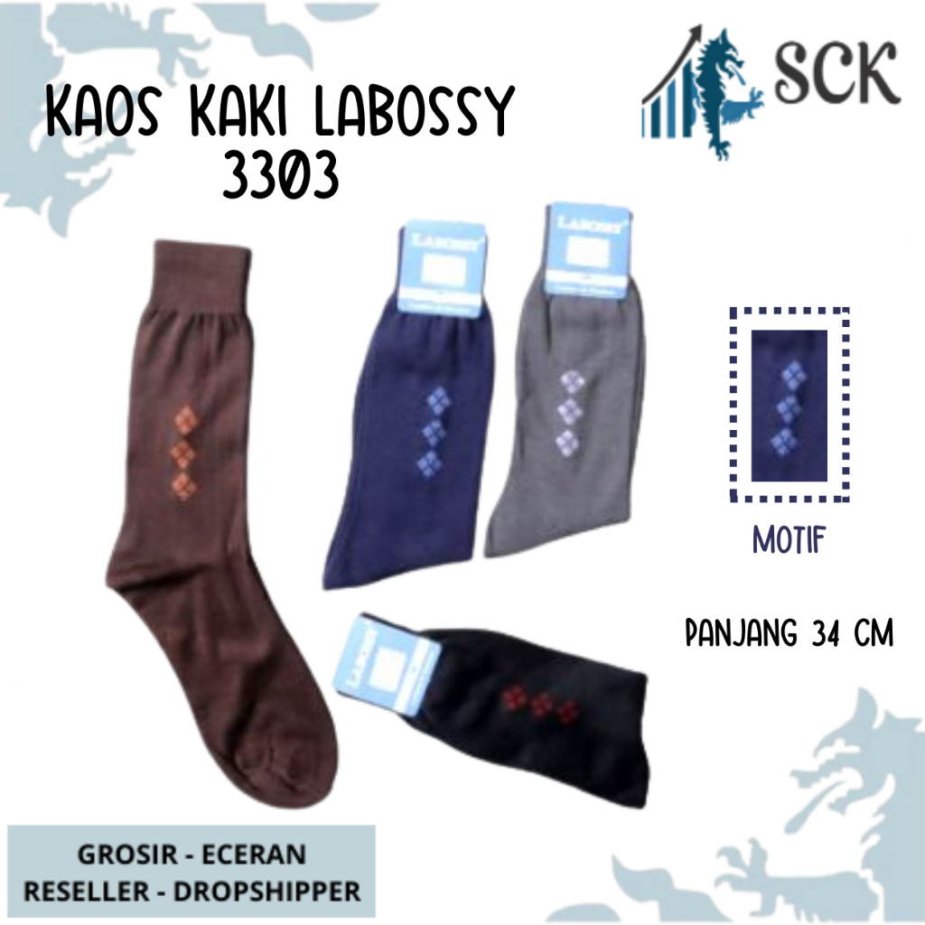 [Kaos Kaki Pria LABOSSY 3301 3303 3304 Panjang SEBETIS - Kaus Kaki Kantor Pria Casual / Kaos Kaki kantor / Kaos Kaki Formal