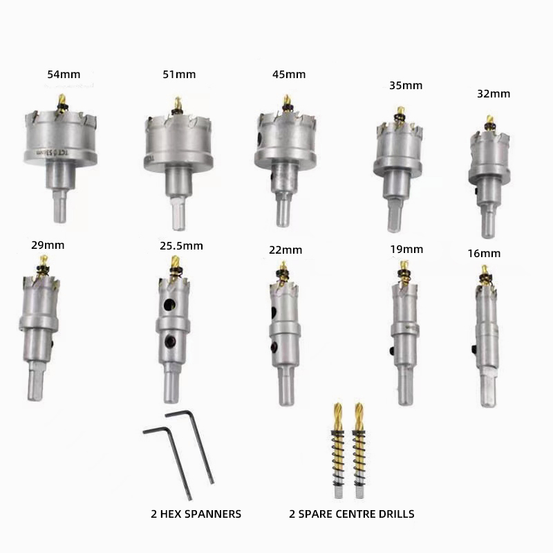 Mata Bor Hole Saw Set 16~53mm Gergaji Lubang Paduan Berlapis Titanium Bermutu Tinggi Besi Berat Lembaran Logam Stainless Steel Reaming Bit Pelubang Besi