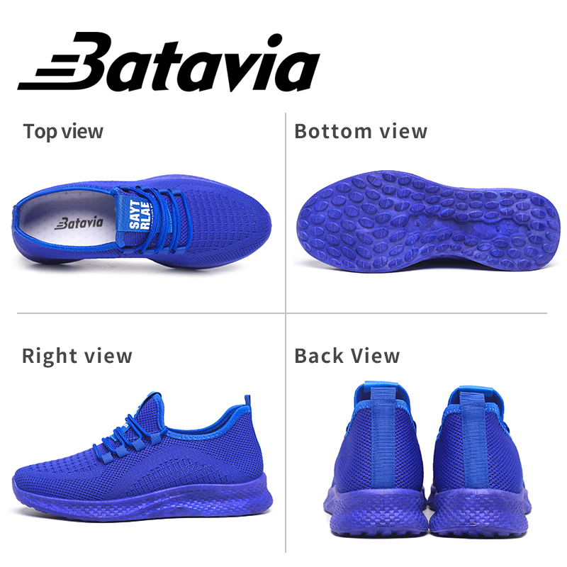 Batavia Sepatu Olahraga Pria Slip-On Tenun Terbang Mempesona Asli Sepatu Warna Solid Sepatu Keren Sepatu Ringan Sol Lembut Sepatu Pria B36