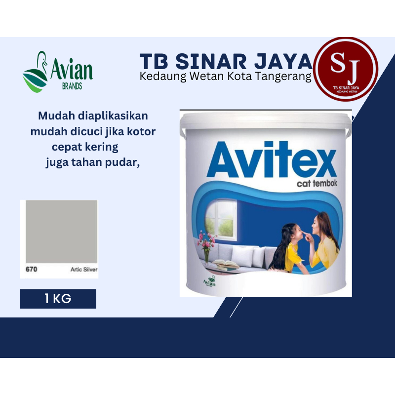 Cat AVITEX 1KG Cat Tembok Dan Plafon - 670 Artic Silver