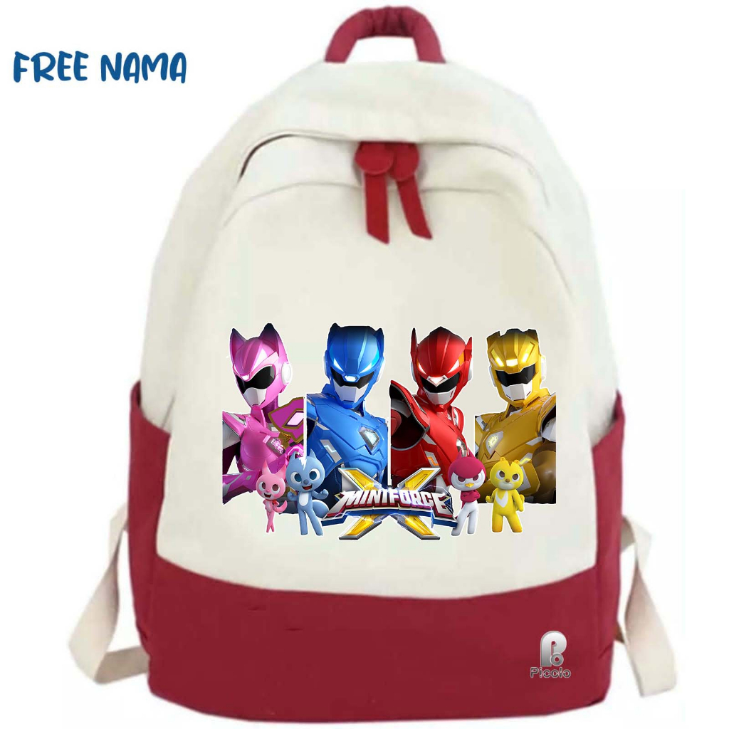 TAS RANSEL BACKPACK ANAK SEKOLAH MOTIF KARTUN MINIFORCE UNISEX (FREE NAMA)