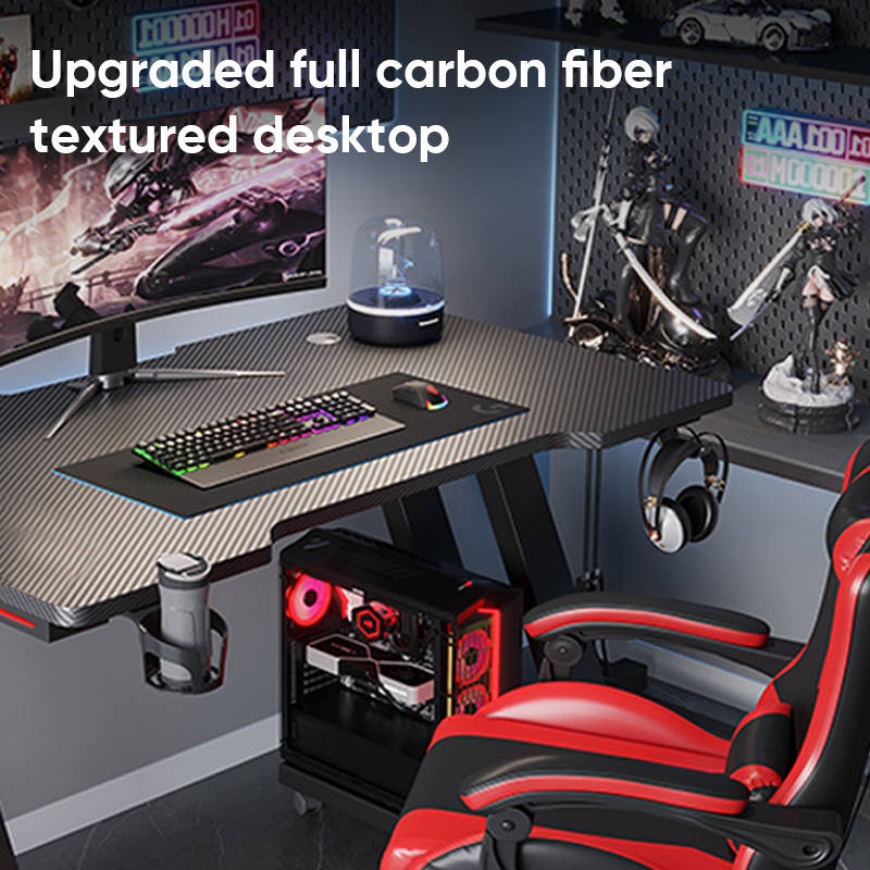 Deli Furniture Meja Gaming / Meja Komputer / Gaming Table Build In LED Light Kapasitas 300 KG E91512-1