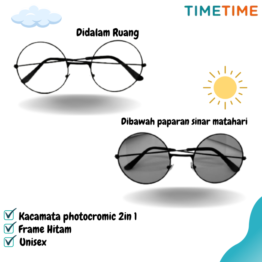 Kacamata Berubah Warna Kacamata Photochromic Kacamata Frame Hitam Tipe 7001 1130