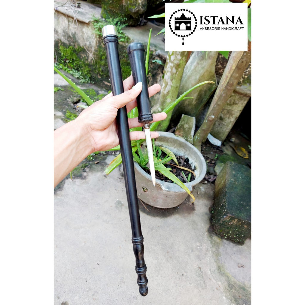tongkat komando kayu galih kelor isi pisau terbaru