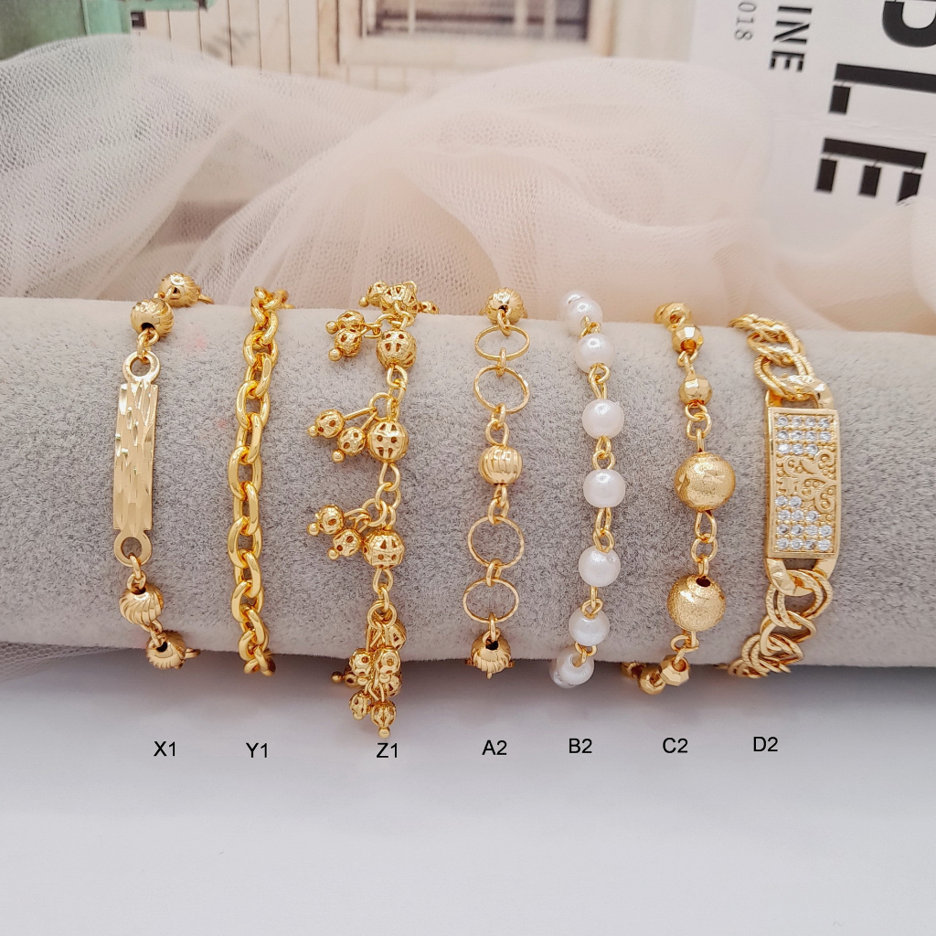 Gelang Xuping Wanita Rantai Gold Bola Mata Jurai Lapis Emas Imitasi - BB094