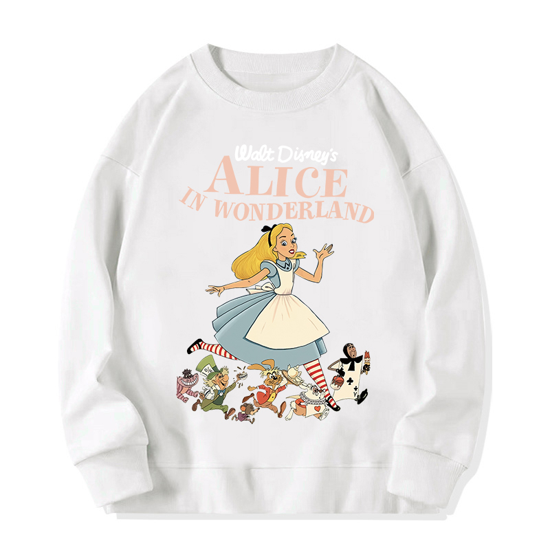 XiaoZhaiNv Korean Style Alice In Wonderland Pattern Lengan Panjang Baju Sweater Wanita A0912