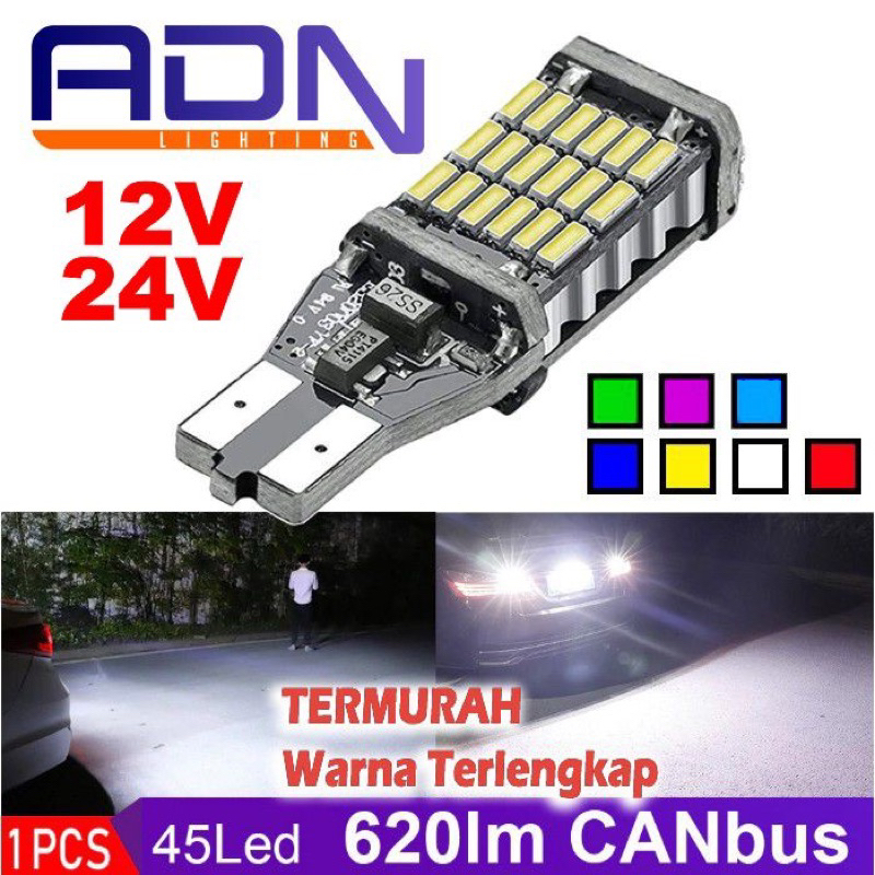 LAMPU LED MUNDUR T15 T10 W16W CANbus 45 LED SUPER BRIGHT ERROR FREE
