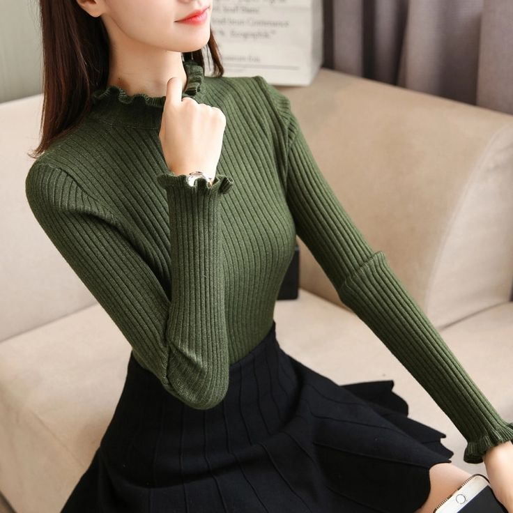 GS057 Sweater turtleneck kerah tinggi kriwil