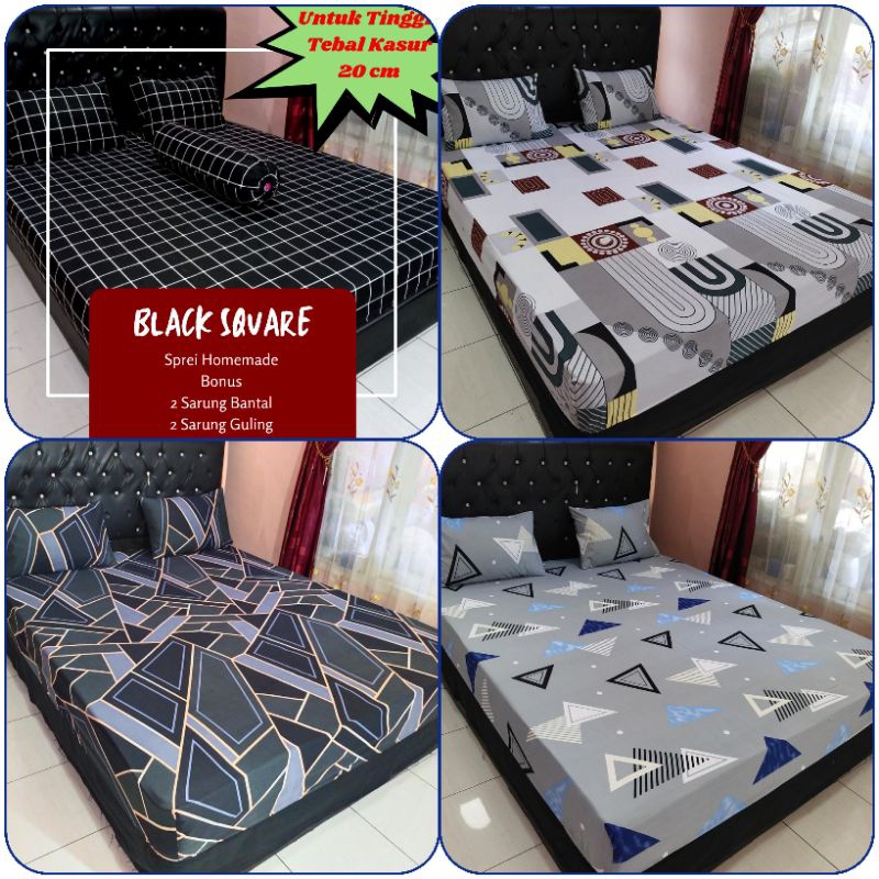 SPREI 180X200 160X200 120X200 SEPRAI HOMEMADE AESTHETIC MOTIF BUNGA HITAM KOTAK CANTIK VIRAL SEPREI TERBARU BERKWALITAS