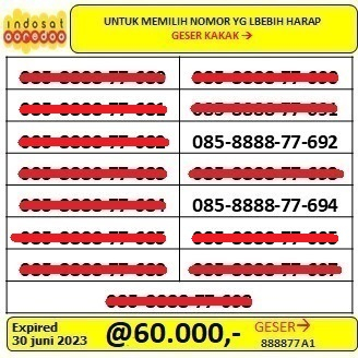 NOMOR INDOSAT 085-8888 XXXXX