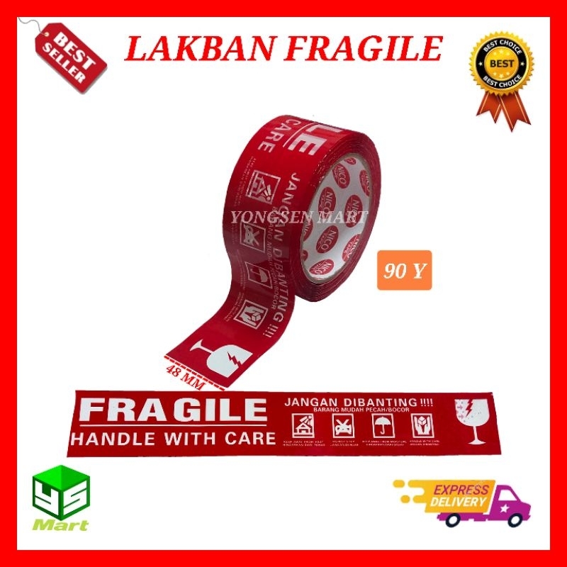 

Lakban Fragile Merah putih 2" inch 48MM x 90Y