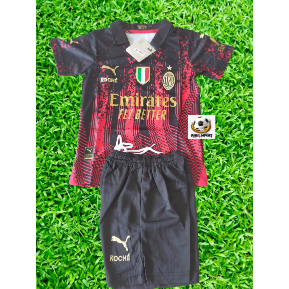 Setelan Jersey Baju Bola Anak Milan 4th Fourth Kids 2022 2023 Fullset Satu Set Grade Ori