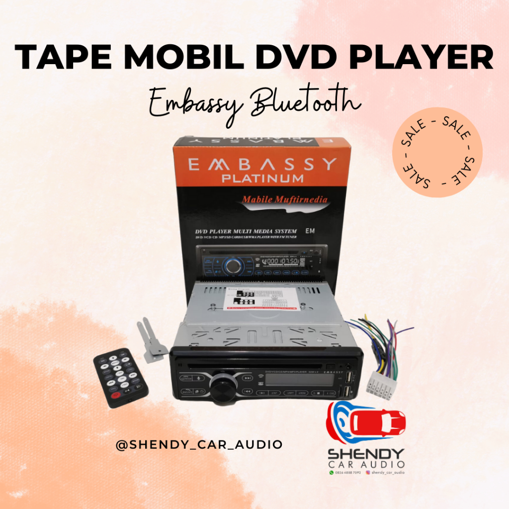 Tape Mobil Embassy Single Din USB Bluetooth DVD Mobil Embassy