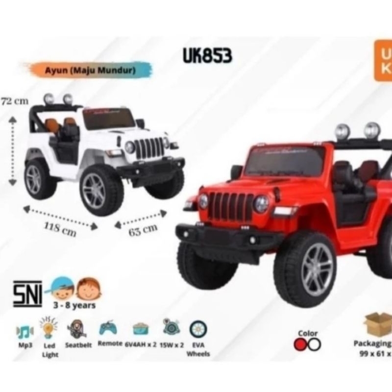 Mobil Aki Mainan Anak / Uk 853 / Unikid Mobil Jeep Rubicon