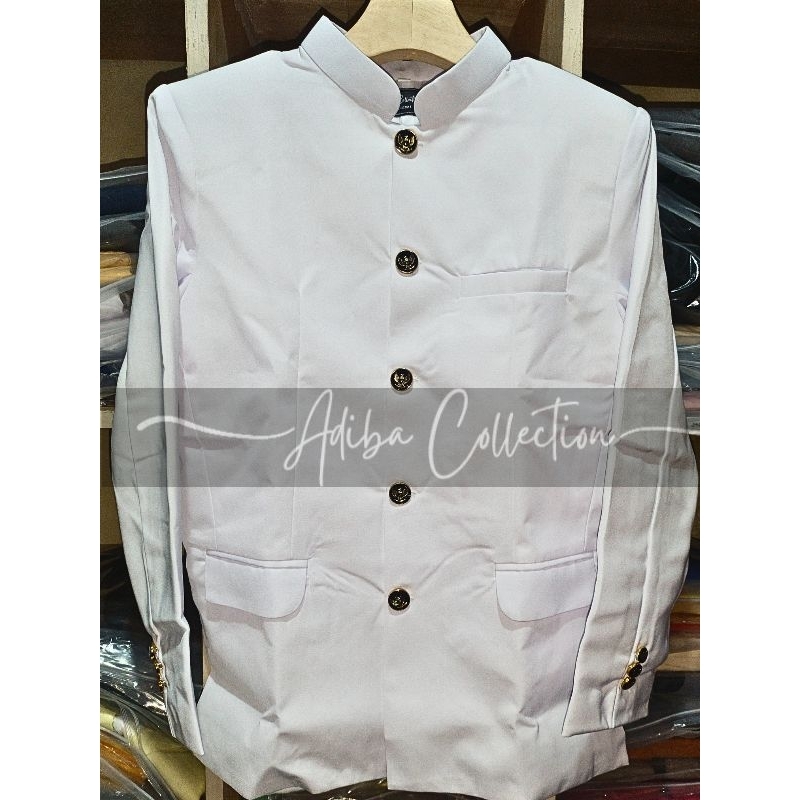 ADBcolection- Jasko Polos Putih Kancing Garuda Premium/ Jas Koko Pria Dewasa White/ Jasko Ukuran Jum