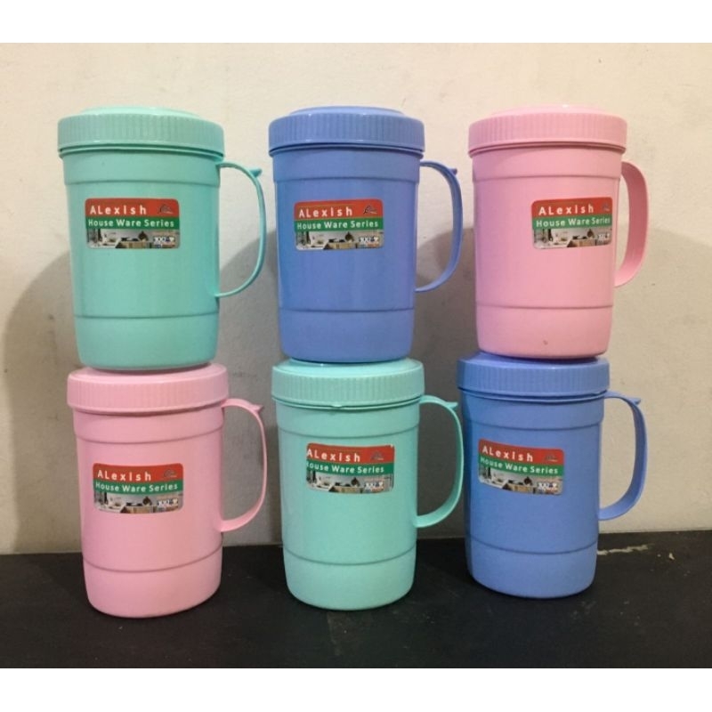 mug alexish benji/mug tutup putar 1 liter warna warni