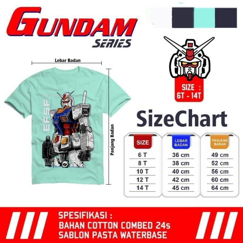 Kaos 05hk0sh Premium Gundam Series Size Junior 6-14T kaos robot gundam by Polkka Kazoku