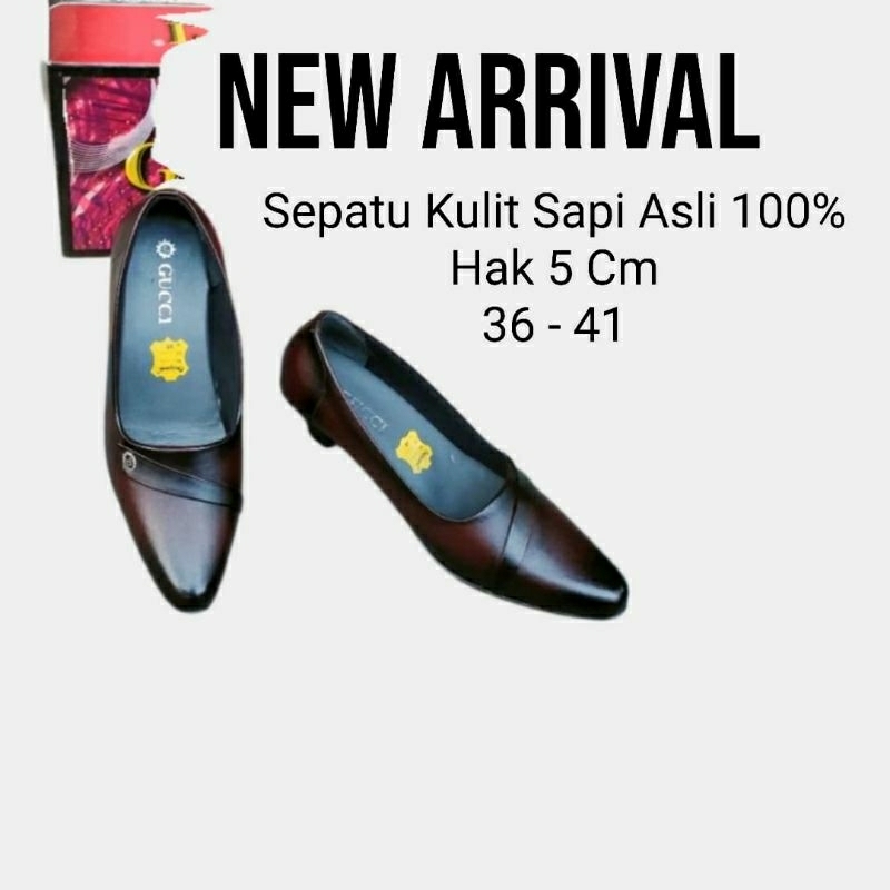 Sepatu kerja pantofel wanita kulit sapi