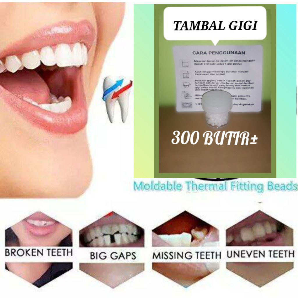 [COD] Penambal Gigi Butiran Berlubang Depan Ompong 100% Original - 10 Gram